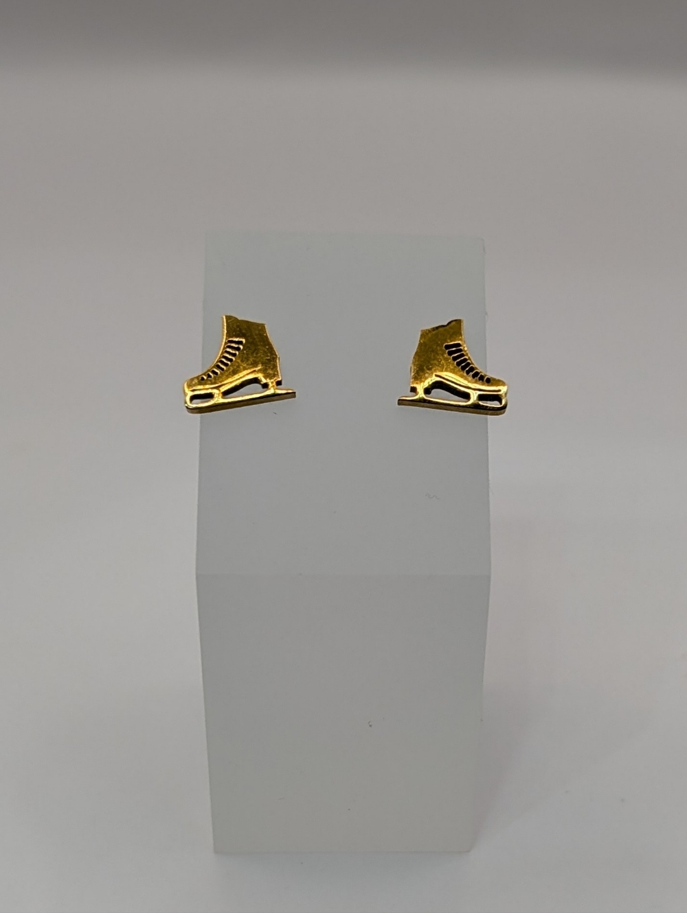 Hockey Ice Skates Gold Stud Earrings